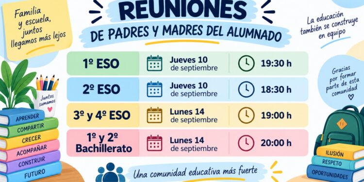 Reuniones de inicio de curso con familias de ESO y Bachillerato